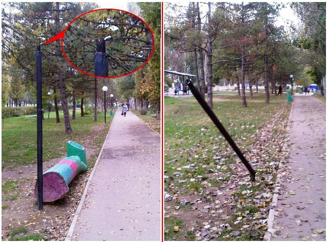 Было «снесено» сразу несколько близлежащих фонарей